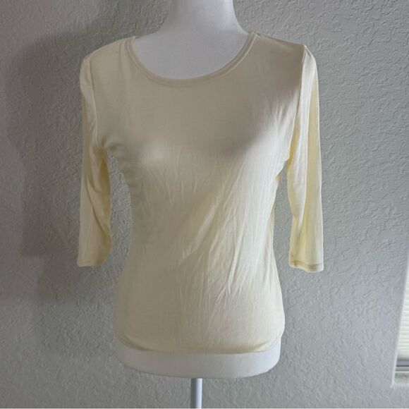 Double D Ranch Knit Cream Blouse Essential 3/4 Sleeves Size XS - Picture 1 of 8